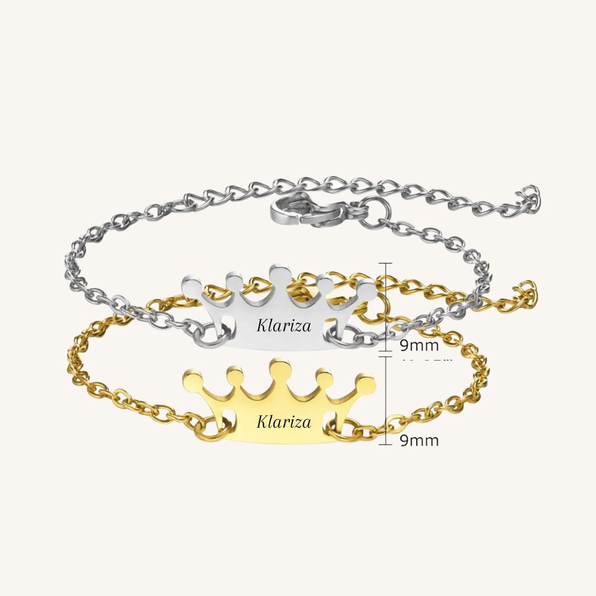 Crown Engraved Name Bracelet