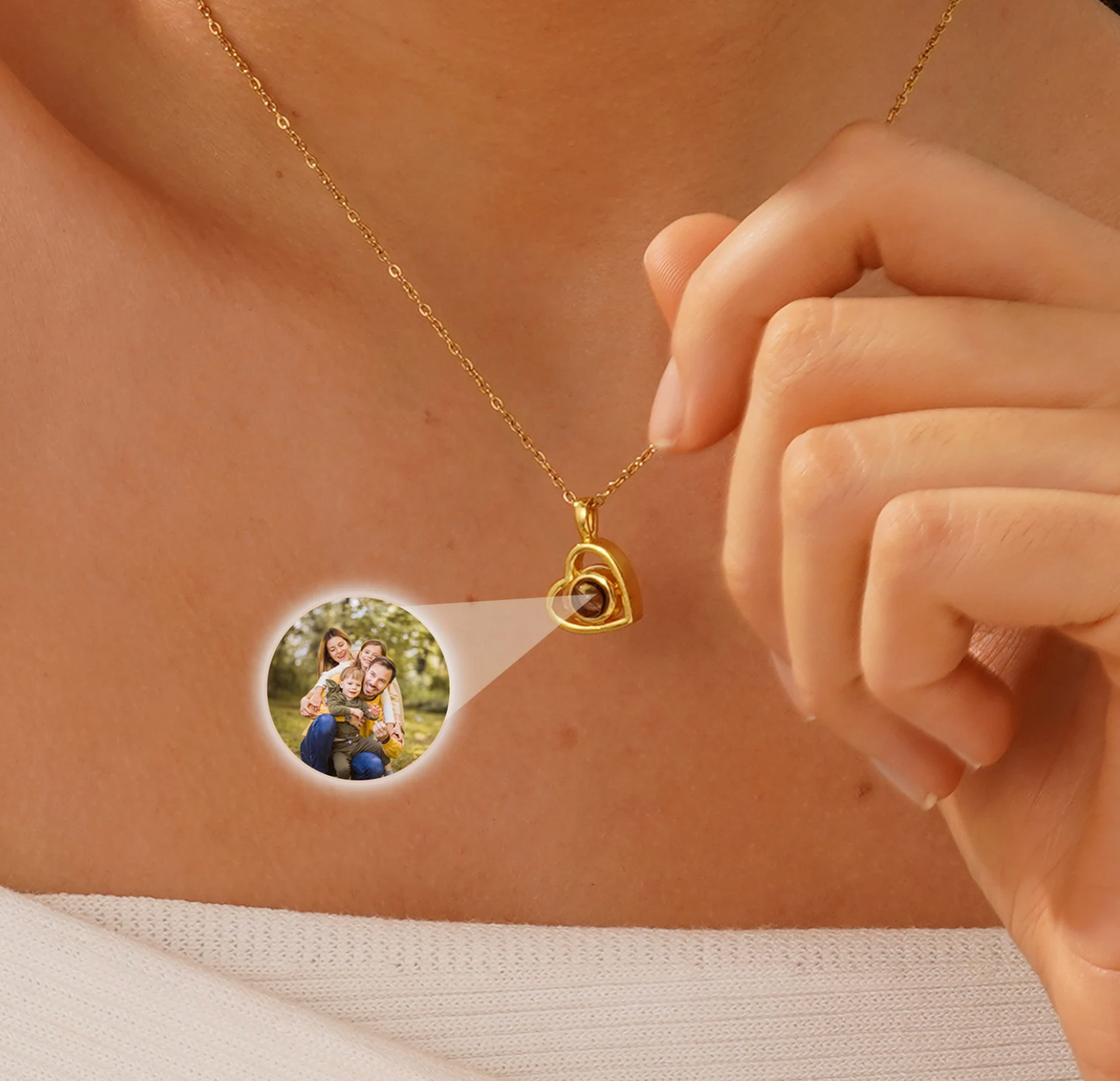 Personalized Stone Projection Heart Necklace