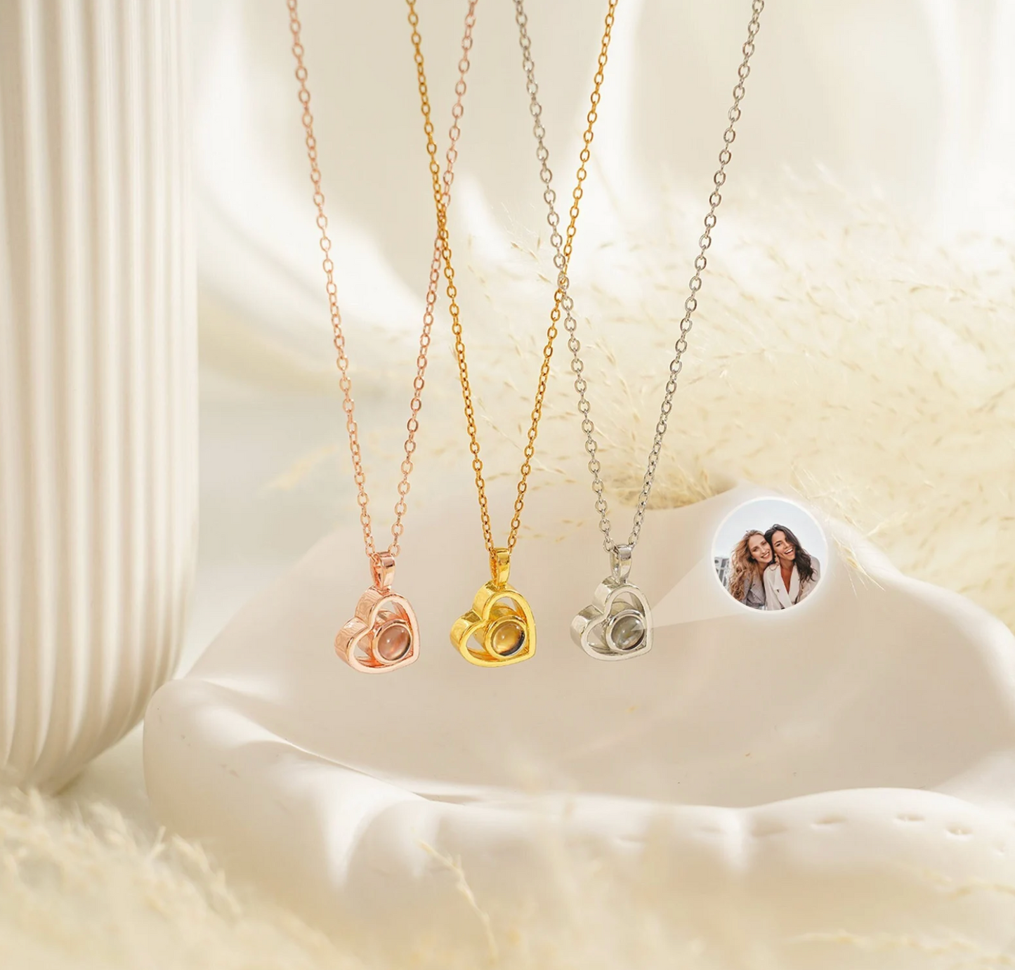 Personalized Stone Projection Heart Necklace