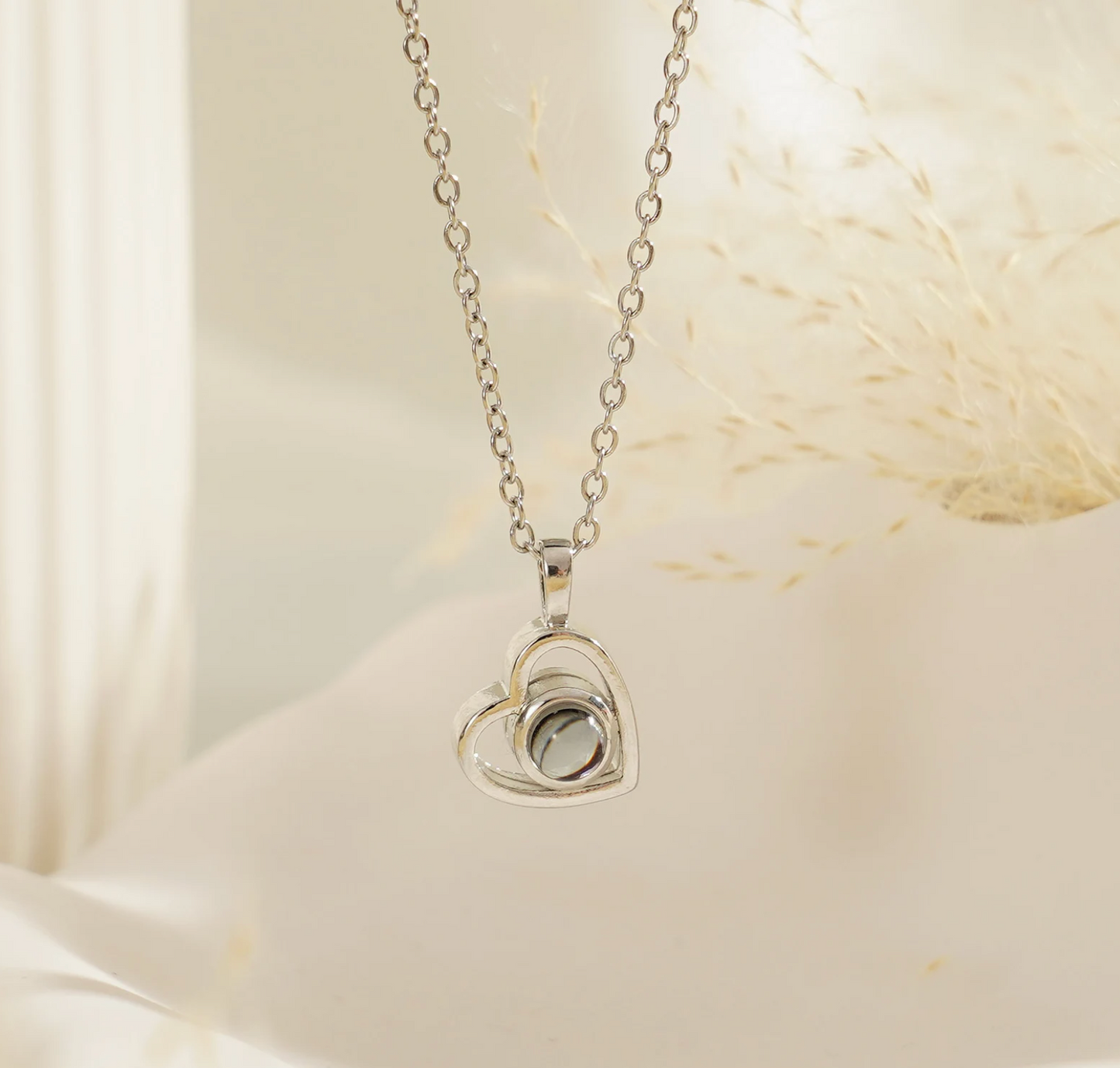 Personalized Stone Projection Heart Necklace