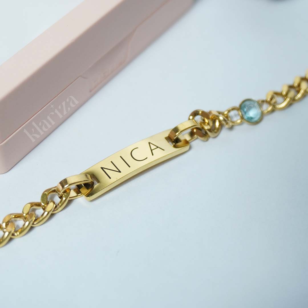 Birthstone Child Name Bracelet