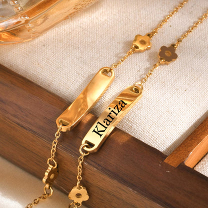 Flower personalized name bracelet
