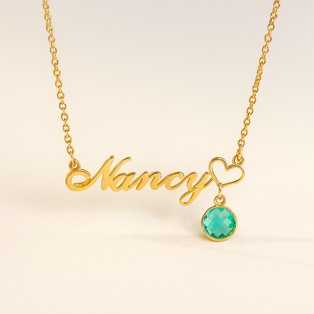 Personalised Name Necklaces with Birthstone